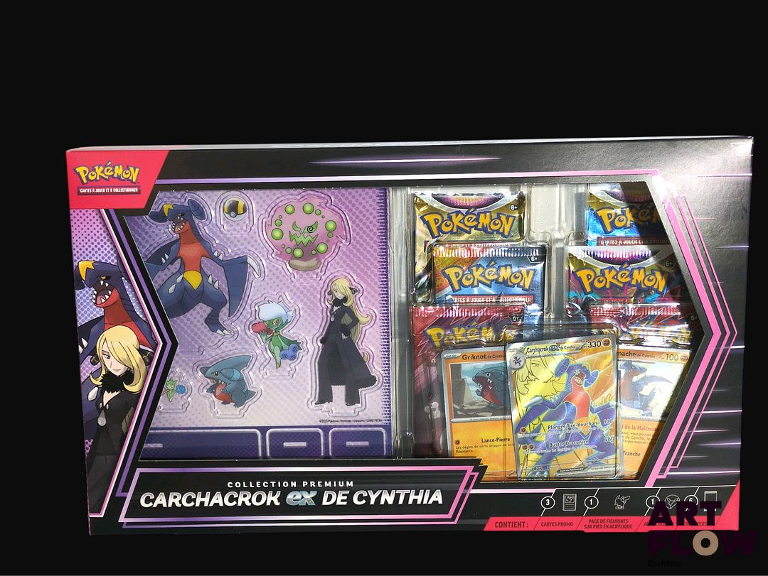 Coffret Pokémon scellé : Collection Premium Carchacrok ex de Cynthia En français Neuf : infime défaut sur le devant (voir photos)