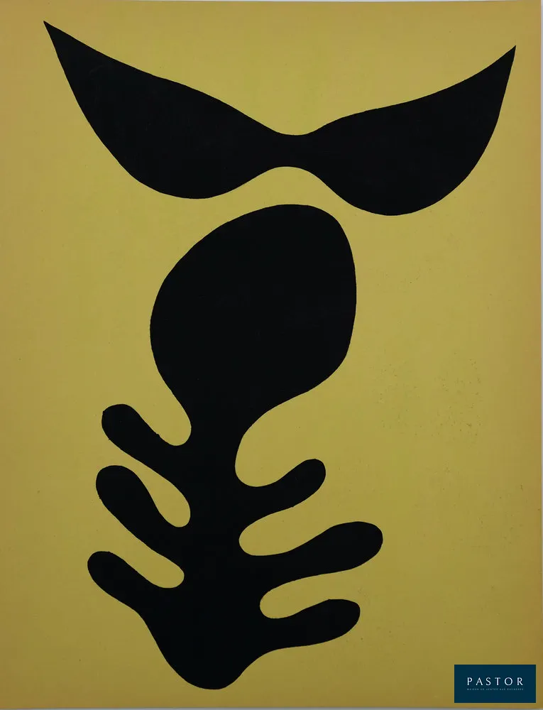 Jean ARP (1886-1966)
Moustache et squelette

Pochoir original en couleurs
Sur papier épais 24 x 31 cm
Edité dans les Ateliers Jacomet (Paris, France)

Excellent état

INFORMATION : Pochoir édité par San Lazzaro en 1957


Expédition obligatoire, jusqu'à 5 Lithographies dans votre colis pour 14,76€ TTC en France Métropolitaine, et 29,64€ TTC pour l'Europe
