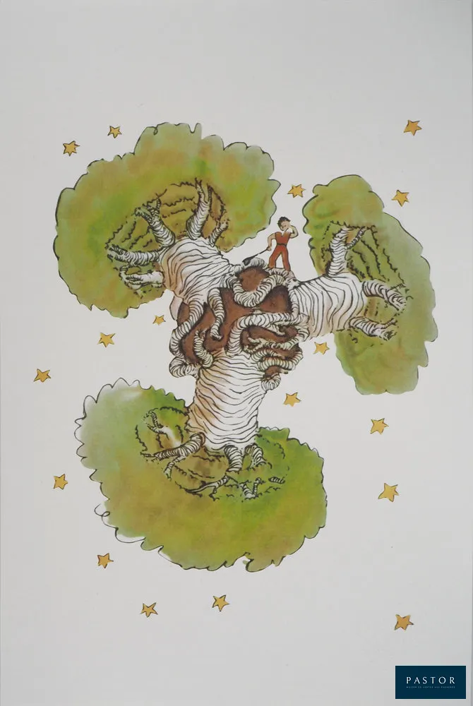 Antoine DE SAINT-EXUPERY (1900 - 1944)
Le Petit Prince parmi les baobabs

Photolithographie en couleurs d'après l'oeuvre de l'artiste
Sur Vélin Vergé 20 x 30 cm
Edition limitée à 100 exemplaires
Authentifiée par le cachet sec de la Succession Saint-Exupéry

Excellent état

INFORMATION : Edition exclusive pour célébrer, en 2022, le 80ème anniversaire de la "naissance" de ce personnage mondialement connu


Expédition obligatoire, jusqu'à 5 Lithographies dans votre colis pour 14,76€ TTC en France Métropolitaine, et 29,64€ TTC pour l'Europe