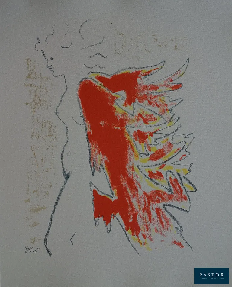 Jean COCTEAU (1889-1963)
Femme au manteau de feu

Lithographie en couleurs
Signée dans la planche
Sur Vélin 33 x 41 cm

Excellent état


Expédition obligatoire, jusqu'à 5 Lithographies dans votre colis pour 14,76€ TTC en France Métropolitaine, et 29,64€ TTC pour l'Europe