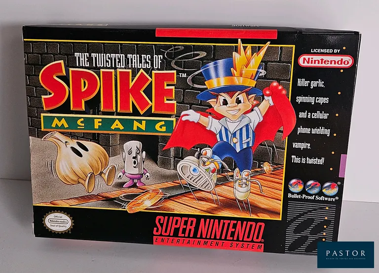 NINTENDO - SUPER NES. Jeu : Spike McFang. Complet avec boite, notice et cartouche. Version US. TBE. Sortie : 1991. Action RPG. Très rare.