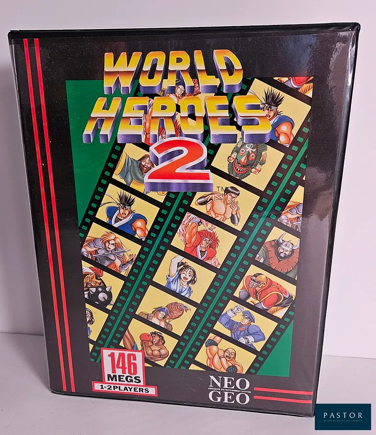 SNK - NEO GEO. Jeu : World Heroes 2. Complet avec boite, notice et cartouche. Version US AES. TBE. Sortie : 1992. Combat 2D