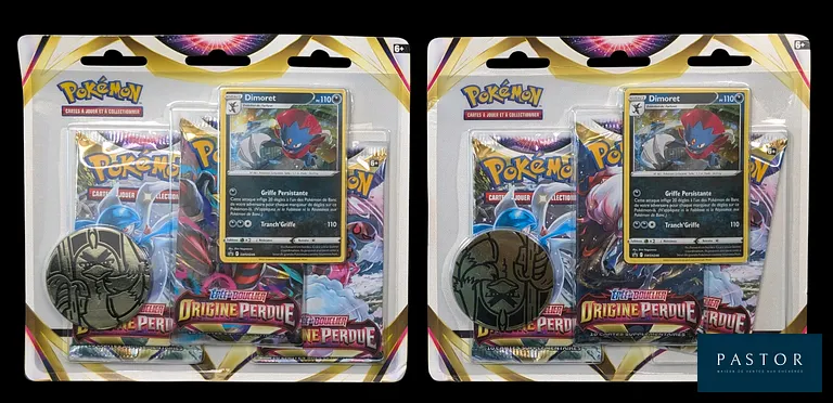 Réunion de 4 Tripacks Pokémon scellés.
Séries du bloc Épée&Bouclier : Origine Perdue (EB11) Tempête Argentée (EB12).
En français.