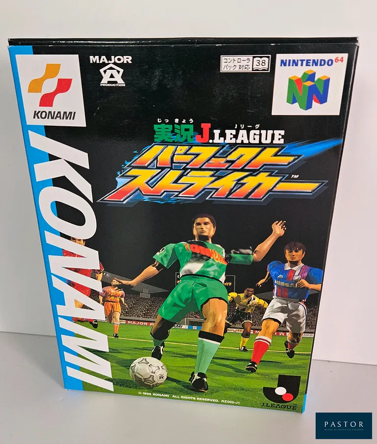 NINTENDO - N64 - Jeu : Jikkyou J League Perfect Striker. Complet avec boite, notice, cale, cartouche. Version Japonais JAP. TBE. Sortie : 1996