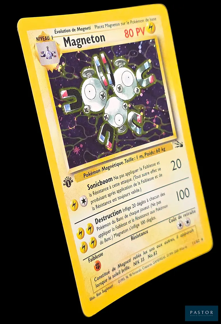 Carte Pokémon Magneton 11/62 - Holographique.
Série du bloc Wizards : Fossile édition 1.
Carte en état Excellent, en français.
Livrée sous bulles et toploader.
