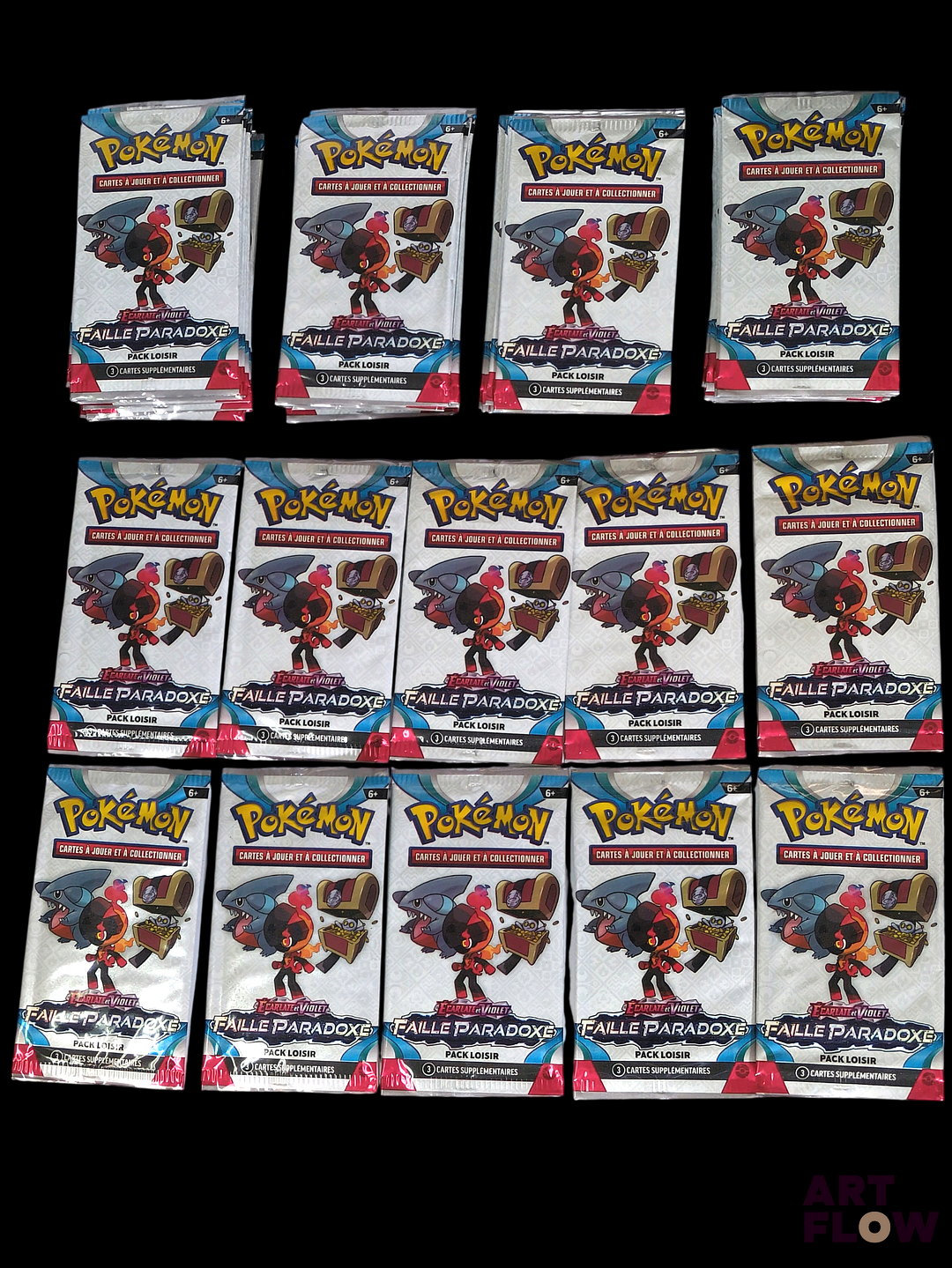 Ensemble de 50 boosters Pokémon pack loisir scellés Série du bloc écarlate et violet : faille paradoxe (EV4) En français Etat neuf