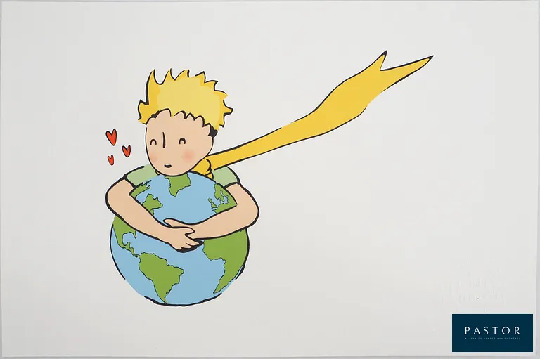 Antoine DE SAINT-EXUPERY (1900-1944)
Le Petit Prince embrasse la Terre

Photolithographie en couleurs d'après l'oeuvre de l'artiste
Sur Vélin Vergé 30 x 20 cm
Edition limitée à 100 exemplaires
Authentifiée par le cachet sec de la Succession Saint-Exupéry

Excellent état

INFORMATION : Edition exclusive pour célébrer, en 2022, le 80ème anniversaire de la "naissance" de ce personnage mondialement connu


Expédition obligatoire, jusqu'à 5 Lithographies dans votre colis pour 14,76€ TTC en France Métropolitaine, et 29,64€ TTC pour l'Europe