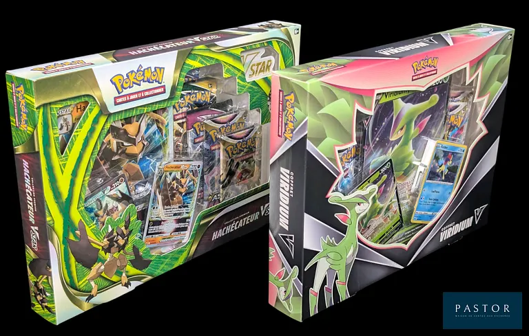 Réunion de 2 coffrets Pokémon scellés : Collection Premium Hachécateur Vstar et Viridium V.
Série du bloc Épée&Bouclier : Astres Radieux (EB10) - Contient des boosters d'autres séries du bloc.
En français.