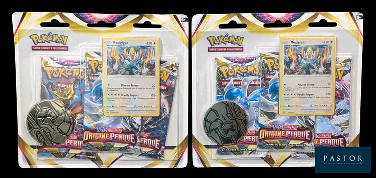 Réunion de 4 Tripacks Pokémon scellés.
Séries du bloc Épée&Bouclier : Origine Perdue (EB11) Tempête Argentée (EB12).
En français.