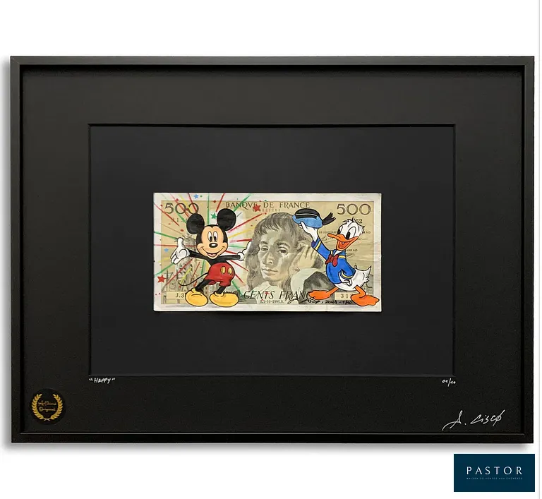 Cisco
Happy, 2026

Acrylique sur billet de banque
Œuvre signée
Edition limitée de 10 exemplaires : toutes les œuvres sont uniques et présentent des détails distincts car elles sont peintes par l'artiste.

Dimensions : 9.7 x 18 cm
Encadrée : 30 x 40 cm


Expédition obligatoire, jusqu'à 5 Lithographies dans votre colis pour 14,76€ TTC en France Métropolitaine, et 29,64€ TTC pour l'Europe
