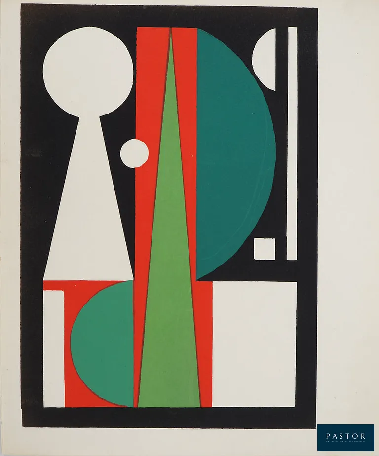 Auguste HERBIN (1882 - 1960)
Ouverture, 1952

Lithographie et pochoir (Atelier Renson Fils)
Non signée
Sur vélin 23.5 x 20 cm

INFORMATION : Planche créée pour le portfolio "Témoignages pour l'Art Abstrait", éditée en 1952

Très bon état, petits défauts de manipulation


Expédition obligatoire, jusqu'à 5 Lithographies dans votre colis pour 14,76€ TTC en France Métropolitaine, et 29,64€ TTC pour l'Europe