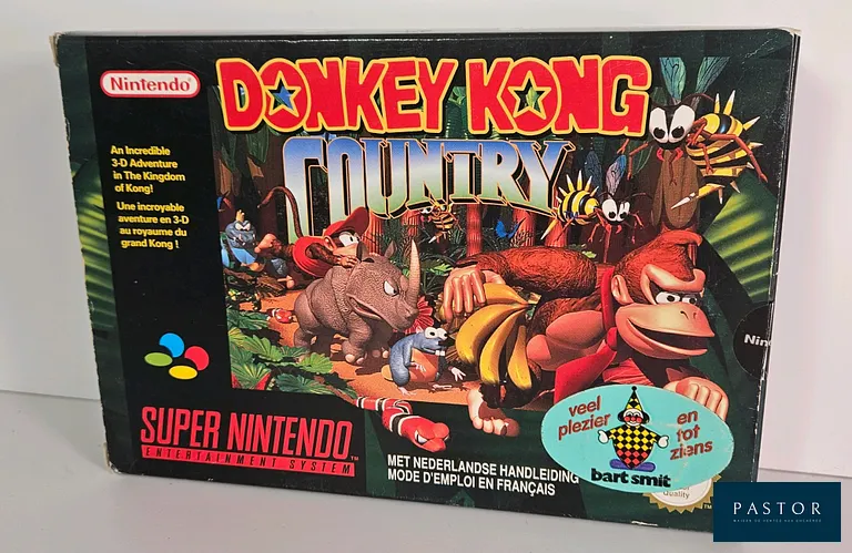 NINTENDO - SUPER NES - Jeu : Donkey Kong Country. Complet avec boite, cartouche, notice, cale. SNSP FAH. Sortie 1994. Plateforme 2D