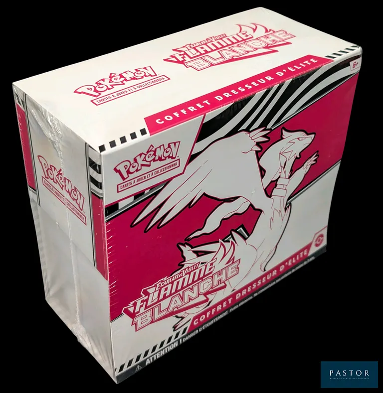 Coffret Pokémon scellé : ETB (Elite Trainer Box).
Série du bloc Écarlate&Violet : Flamme Blanche (EV10.5).
En français.