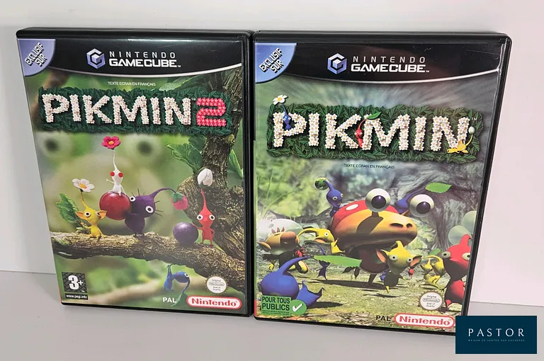 NINTENDO - GAMECUBE - Lot de 2 jeux Pikmin et Pikmin 2. Complet avec boite, notice, CD. PAL FRA. TBE