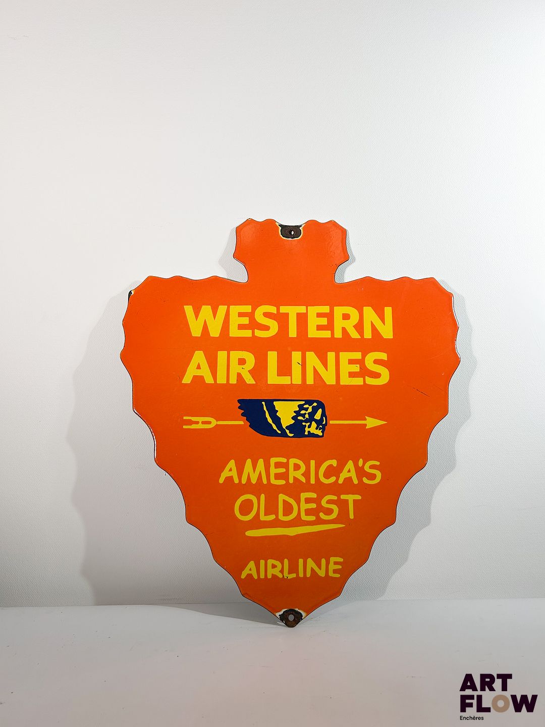 Plaque émaillée Western Airlines Dimensions : 61 x 52 cm Petits éclats et traces de rouille - moderne