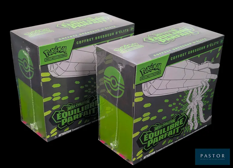 Réunion de 2 coffrets Pokémon scellés : Elite Trainer Box (ETB).
Série du bloc Méga-Évolution : Équilibre Parfait (ME03).
En français. - TVA Récupérable