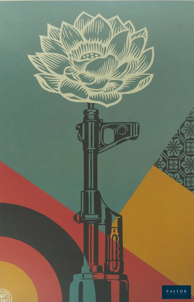 Shepard FAIREY dit OBEY GIANT (1970)
AK-47 Lotus

Lithographie originale en couleurs
Signée et datée au crayon
Sur Vélin 61 x 91 cm

Excellent état


Expédition obligatoire, jusqu'à 5 Lithographies dans votre colis pour 14,76€ TTC en France Métropolitaine, et 29,64€ TTC pour l'Europe