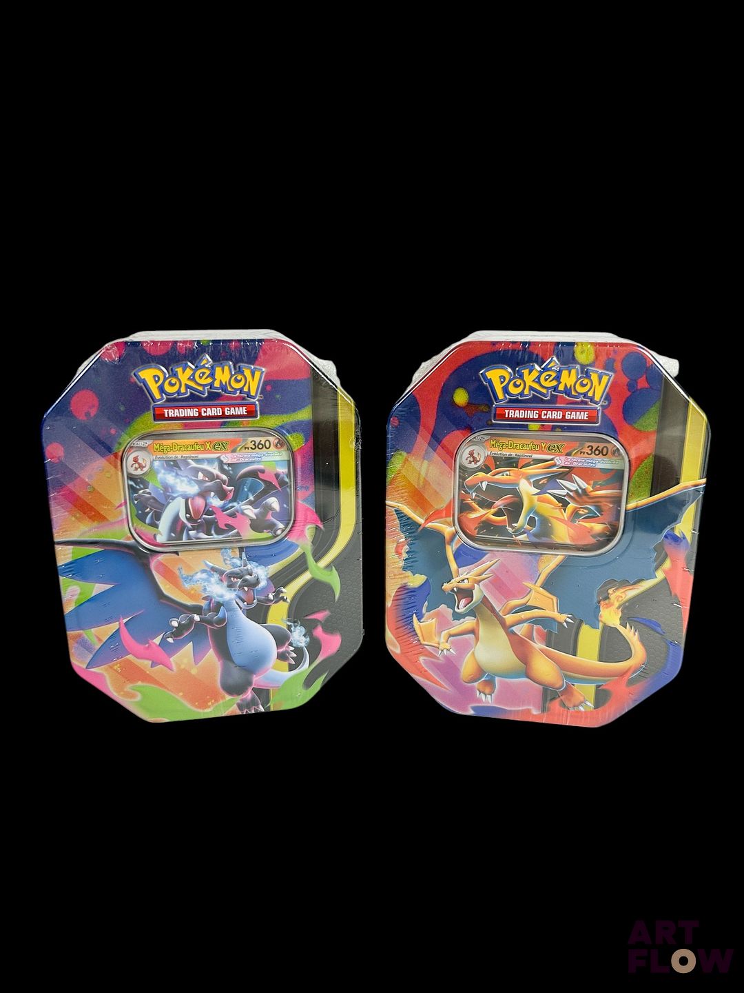 Réunion de 2 pokebox Mega Dracaufeu Y Ex et Mega Dracaufeu X Ex En français Scellées (Légers défauts de scellage sur le devant d'une des pokebox (voir photos)