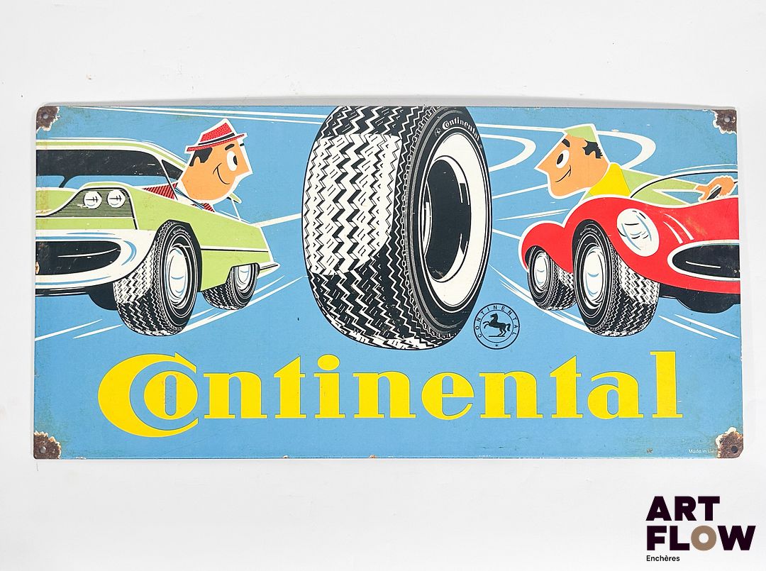 Plaque émaillée rectangulaire Continental Dimensions : 30 x 60 cm Petits éclats et traces de rouille