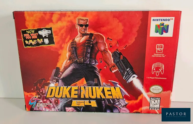 NINTENDO - N64 - Jeu : Duke Nukem 64. Complet avec boite, cartouche, cale, notice. Version US. TBE. Sortie : 1997