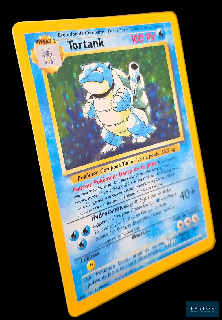 Carte Pokémon Tortank 2/102 - Holographique. 
Série du bloc Wizards : Set de Base.
Carte en état Excellent, en français.
Livrée sous bulles.