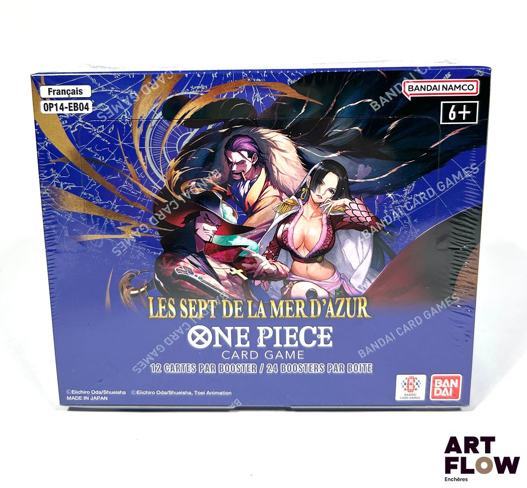 ONE PIECE Display scellée de 24 boosters comprenant chacun 12 cartes. Serie "Les Sept de la mer d'Azur" OP14-EB04 En français