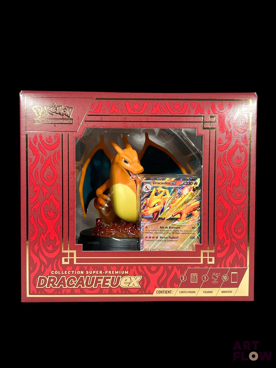Coffret Collection Super Premium Dracaufeu EX Contenant une figurine, 10 boosters et 3 cartes promo Scellé En Français Quelques très légers défauts (voir photos)