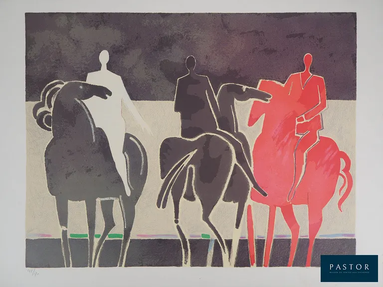Albert ZAVARO (1925-2022)
Les cavaliers tricolores

Lithographie originale en couleurs
Signée au crayon
Edition limitée à 170 exemplaires (le numéro photographié est fourni à titre d'exemple)
Sur BFK Rives 76 x 56 cm

Très bon état, petits défauts dans les marges


Expédition obligatoire, jusqu'à 5 Lithographies dans votre colis pour 14,76€ TTC en France Métropolitaine, et 29,64€ TTC pour l'Europe