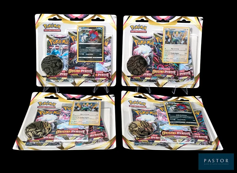 Ensemble de 4 tripacks Pokémon scellés.
Série Epée&Bouclier : Origine Perdue (EB11).
Artset des 2 cartes promo présent en 2 fois.
En français.
