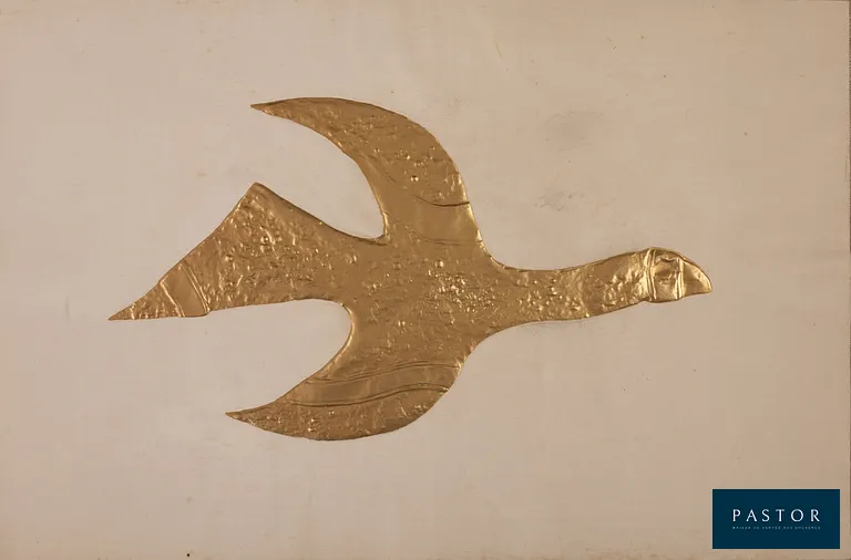 George BRAQUE (1882-1963)
Thitonos

Gravure et gaufrage rehaussée à l'or
Sur soie appliquée sur vélin 58 x 38 cm

Très bon état, petites rousseurs claires et quelques tâches claires

INFORMATION : Cette œuvre fait partie de la série de 22 gravures "Des dieux et des déesses ou hommage à Georges Braque" éditée en 1971 par Pierre de Tartas


Expédition obligatoire, jusqu'à 5 Lithographies dans votre colis pour 14,76€ TTC en France Métropolitaine, et 29,64€ TTC pour l'Europe