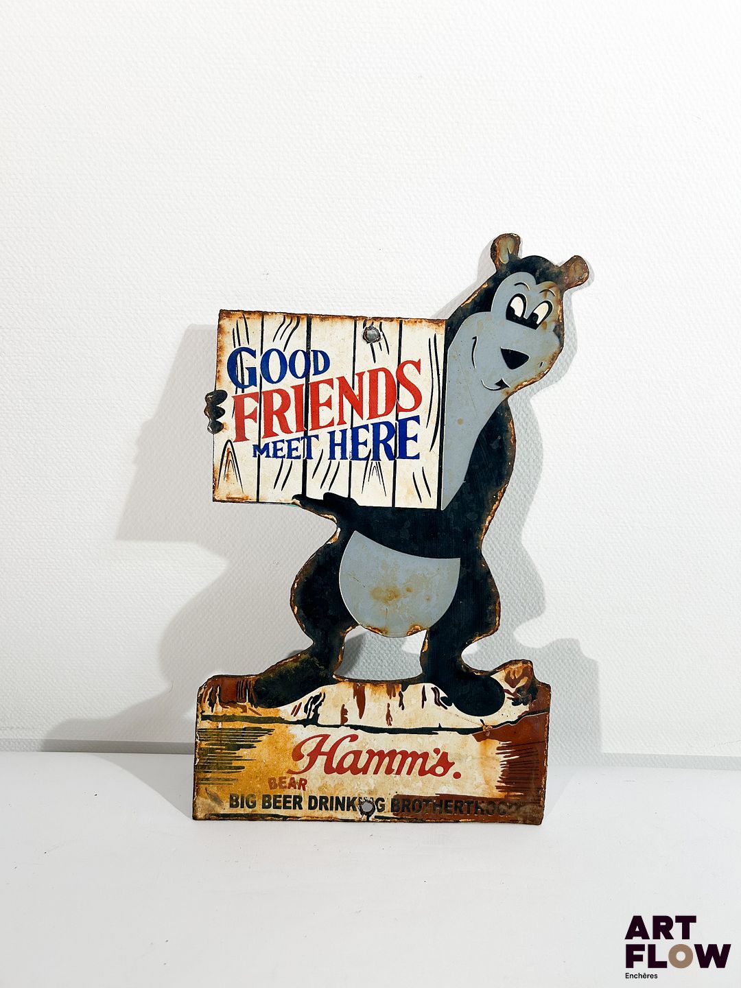 Plaque émaillée d'après Hamm's - Balou Dimensions : 30 x 18 cm Petits éclats et traces de rouille - moderne