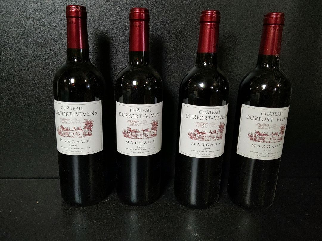 4 bouteilles de vin rouge du Château Durfort-Vivens 2ème GCC Margaux 2006
