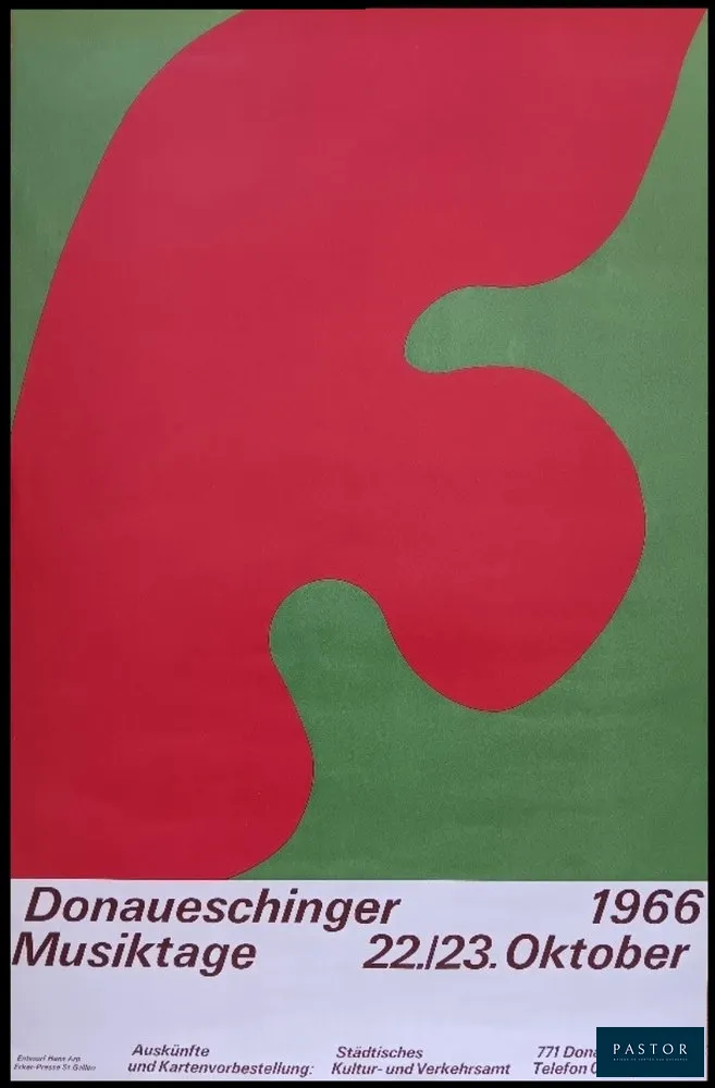 Jean (Hans) ARP (1886-1966)
Affiche lithographique originale
pour la réunion annuelle des membres de l'Association
« Musikfreunde Donaueschingen » - 1966

Titre selon le catalogue raisonné (Arntz, 365b) : « Affiche Saint-Gall II »

Dimension : 80 x 51 cm
bon état, presque parfait (une petite coupure en bord - voir photo)


Expédition obligatoire, jusqu'à 5 Lithographies dans votre colis pour 14,76€ TTC en France Métropolitaine, et 29,64€ TTC pour l'Europe