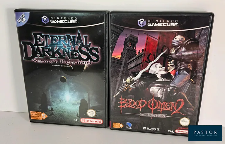 NINTENDO - GAMECUBE - Lot de 2 jeux Blood Omen 2 The Legacy of Kain Series et Eternal Darkness Sanity's Requiem. Complet avec boite, notice, CD. PAL FRA. BE