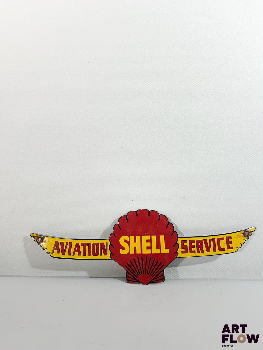 Plaque émaillée d'après Shell Dimensions : 15 x 47 cm Petits éclats et traces de rouille - moderne