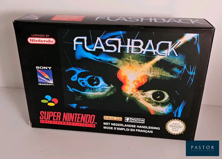NINTENDO - SUPER NES. Jeu : Flashback. Complet avec boite, notice et cartouche. Version SNSP FAH. TBE. Etat proche du neuf. Sortie : 1993. Action/ Aventure