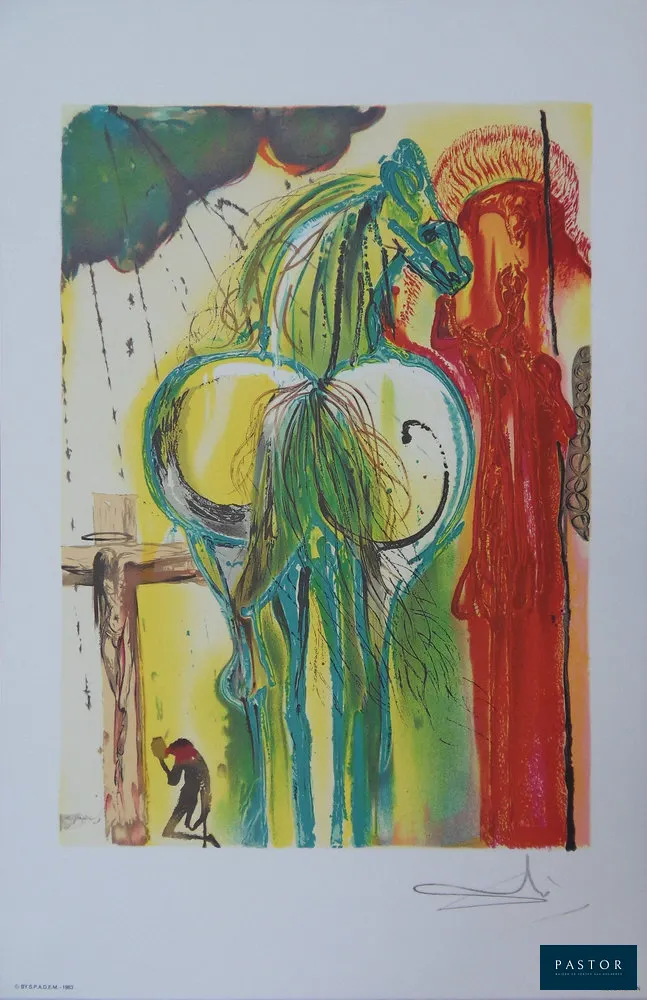 Salvador DALI (1904-1989)
Les Chevaux, le Centurion, 1983

Lithographie
Signée dans la planche
Sur vélin Arches 56 x 36 cm
Authentifiée par le cachet sec de l'éditeur

INFORMATION : Fait partie de la série Les Chevaux Daliniens
Edition Armand et Georges Israël, réalisée du vivant de Dali avec son autorisation.

Excellent état


Expédition obligatoire, jusqu'à 5 Lithographies dans votre colis pour 14,76€ TTC en France Métropolitaine, et 29,64€ TTC pour l'Europe