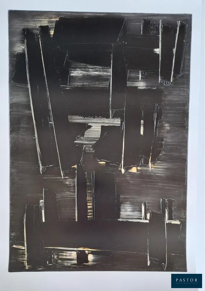 Pierre Soulages (d'après) (1919-2022)
Peinture, 27 aout 1958,1958

Affiche, impression offset sur papier épais
Signée dans la planche
Dimensions : 60 x 40 cm
Editée d'après la "Peinture, 27 aout 1958, 161.5 x 113 x 2.5, huile sur toile, 1958 " par le musée Soulages à Rodez, France
Authentifiée par le cachet du Musée au verso

Excellent état


Expédition obligatoire, jusqu'à 5 Lithographies dans votre colis pour 14,76€ TTC en France Métropolitaine, et 29,64€ TTC pour l'Europe