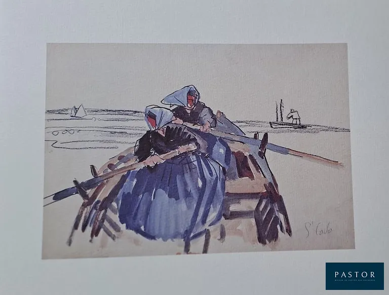 Mathurin Méheut (d'après) ( 1882-1958)
Femmes à l'aviron, Saint-Cado

Impression numérique sur papier texturé 180 gr
Signée dans la planche
Publié par le musée Mathurin Méheut
Cachet du Musée au verso
ADAGP 1998

24 x 31 cm (feuille)
16,5 x 23,5 cm (image)

Excellent état


Expédition obligatoire, jusqu'à 5 Lithographies dans votre colis pour 14,76€ TTC en France Métropolitaine, et 29,64€ TTC pour l'Europe