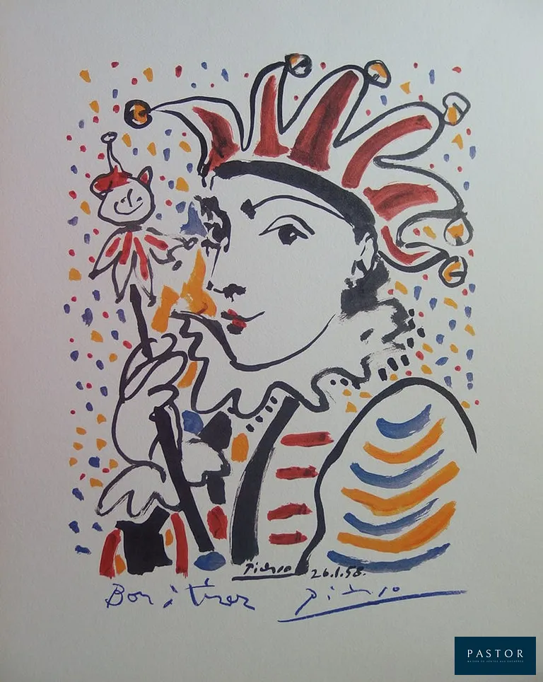 Pablo PICASSO (1881-1973)
Carnaval - Le Fou

Lithographie en couleurs d'après un dessin de l'artiste
Signée dans la planche
Sur Vélin 40 x 48 cm
Edition Art et Paix / Succession Picasso

Excellent état


Expédition obligatoire, jusqu'à 5 Lithographies dans votre colis pour 14,76€ TTC en France Métropolitaine, et 29,64€ TTC pour l'Europe