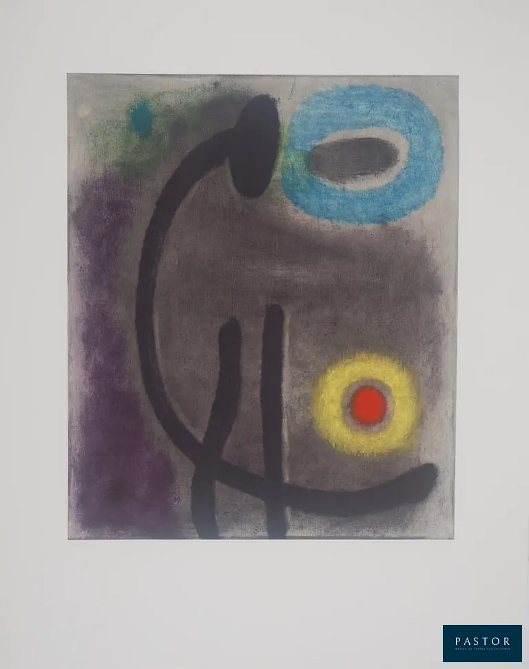 Joan MIRO (1893 - 1983)
Femme au soleil, 1965

Lithographie en couleurs (atelier Arte / Maeght) d'après un dessin
Signée dans la planche
Sur vélin fin 56 x 45 cm

REFERENCES : Lithographie du portfolio Femmes, tirage limité à 50 exemplaires de luxe

Excellent état


Expédition obligatoire, jusqu'à 5 Lithographies dans votre colis pour 14,76€ TTC en France Métropolitaine, et 29,64€ TTC pour l'Europe