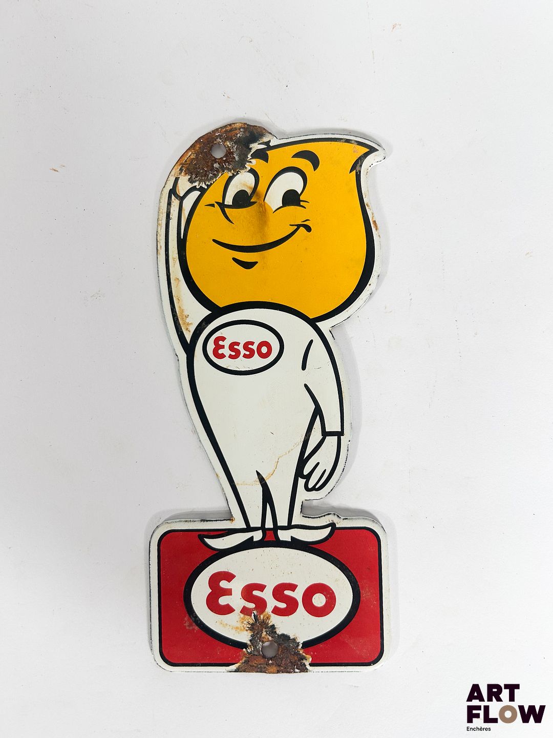 Plaque émaillée Esso Dimensions : 20 x 8 cm Petits éclats et traces de rouille
