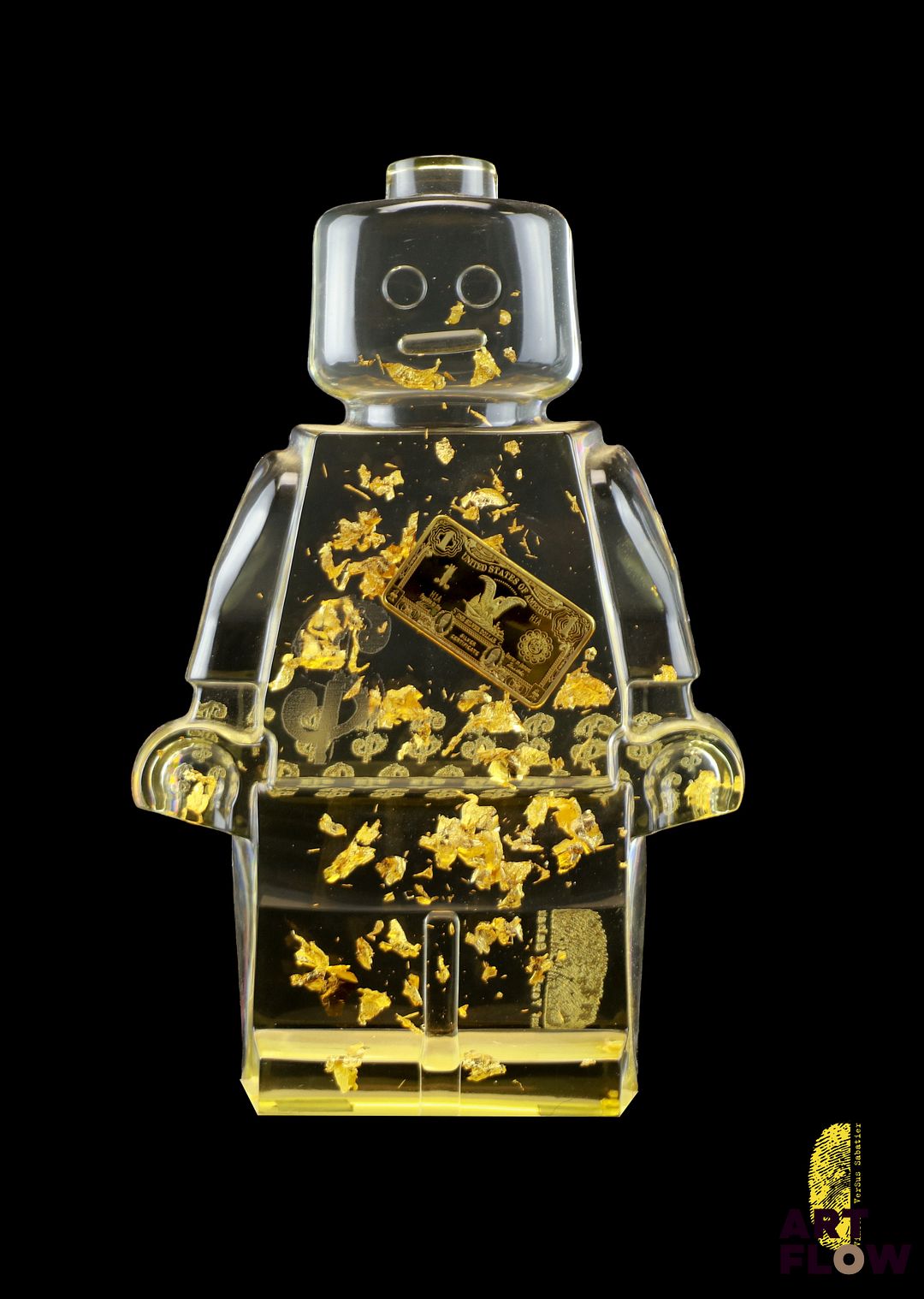 Vincent SABATIER - Né en 1971 - Robotclusion, LINGOT GOLD - Lithographie originale - Impression sur papier Rives - Signée dans la planche et au dos - Edition en 30 exemplaires - 32x45 cm - Certificat de l'artiste au dos