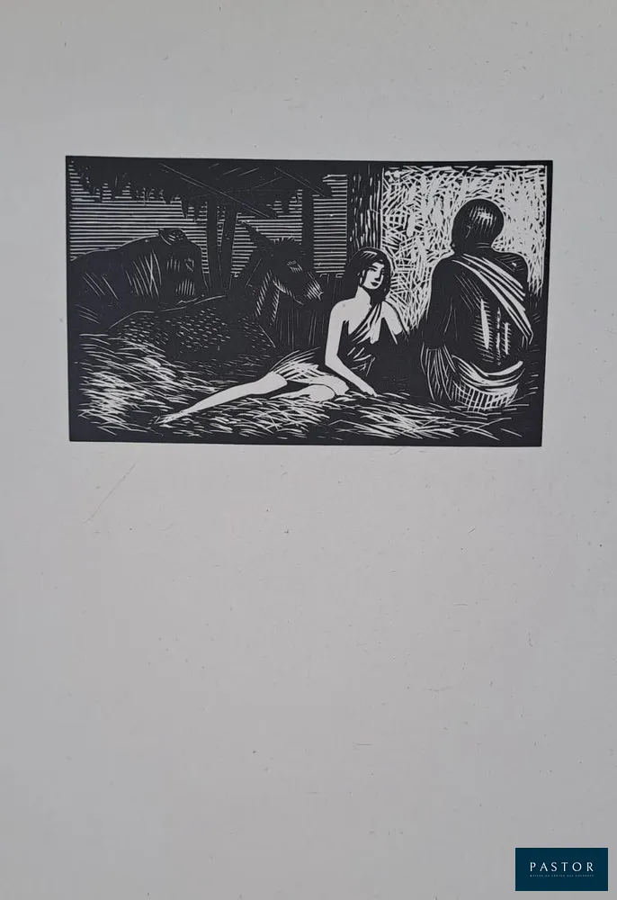 Charles-Emile Egli dit Carlègle (1877-1937)
Thaïs et le moine

Bois gravé, sur papier fin chine
Edité en 1925 par Calmann-Levy
Extrait de la suite du Tome V des œuvres complètes d'Anatole France
Dimensions de la feuille : 26 x 20 cm
Dimensions de l'image : 7 x 12 cm

Très bon état


Expédition obligatoire, jusqu'à 5 Lithographies dans votre colis pour 14,76€ TTC en France Métropolitaine, et 29,64€ TTC pour l'Europe
