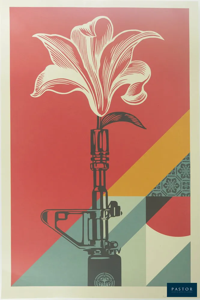 Shepard FAIREY dit OBEY GIANT (1970)
AR-15 Lily

Lithographie originale en couleurs
Signée et datée au crayon
Sur Vélin 61 x 91 cm

Excellent état


Expédition obligatoire, jusqu'à 5 Lithographies dans votre colis pour 14,76€ TTC en France Métropolitaine, et 29,64€ TTC pour l'Europe