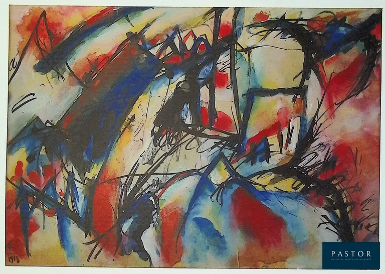 Vassily KANDINSKY (1866-1944) (d'après)
Improvisation

Lithographie offset et héliogravure en couleurs d'après un dessin de l'artiste
Signée dans la planche du monogramme de l'artiste
Sur Vélin 37 x 52 cm

Excellent état


Expédition obligatoire, jusqu'à 5 Lithographies dans votre colis pour 14,76€ TTC en France Métropolitaine, et 29,64€ TTC pour l'Europe