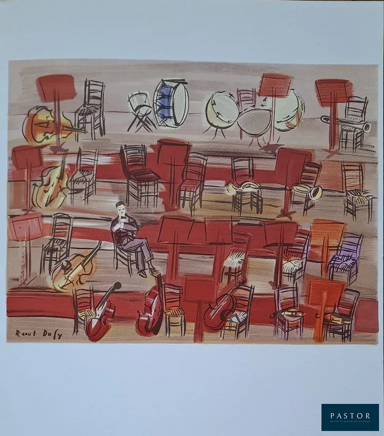 Raoul Dufy (d'après) (1877-1953)
L'entracte

Lithographie sur Vélin de Rives, signée dans la planche
Edité par les ateliers Mourlot en 1965
Dimensions : 30 x 24 cm

Très bon état


Expédition obligatoire, jusqu'à 5 Lithographies dans votre colis pour 14,76€ TTC en France Métropolitaine, et 29,64€ TTC pour l'Europe