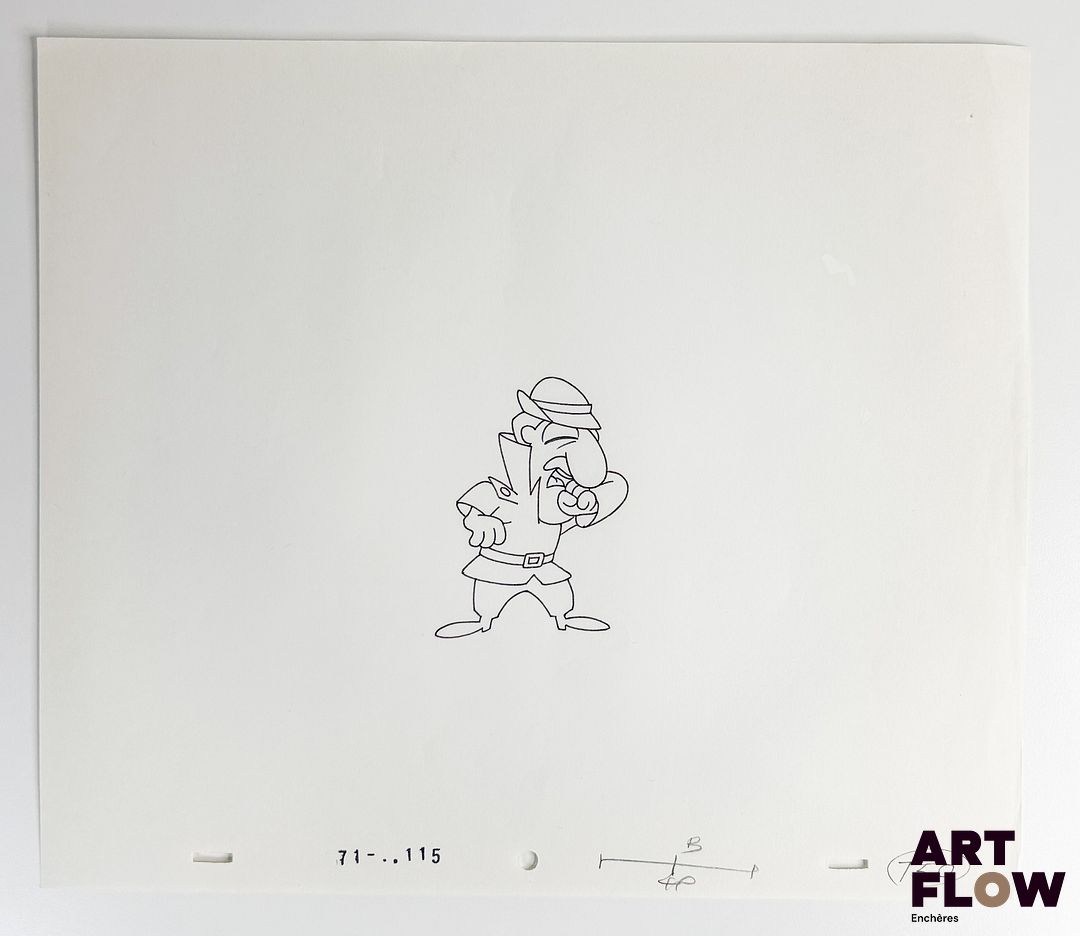 La Panthère Rose (The Pink Panther) d'après Friz Freleng Inspecteur Clouseau Dessin à la mine de plomb représentant l'inspecteur Clouseau tenant la main devant sa bouche Animé américain d’après la série La Panthère Rose, créée par Friz Freleng et David DePatie. "L’Inspecteur Clouseau est un détective aussi maladroit qu’obstiné, célèbre pour ses enquêtes rocambolesques et ses gaffes légendaires. Malgré ses erreurs constantes, il parvient toujours à résoudre ses affaires, souvent par pur hasard, offrant un humour burlesque et intemporel au cœur de l’univers de La Panthère Rose." Dimensions : 27 x 31 cm