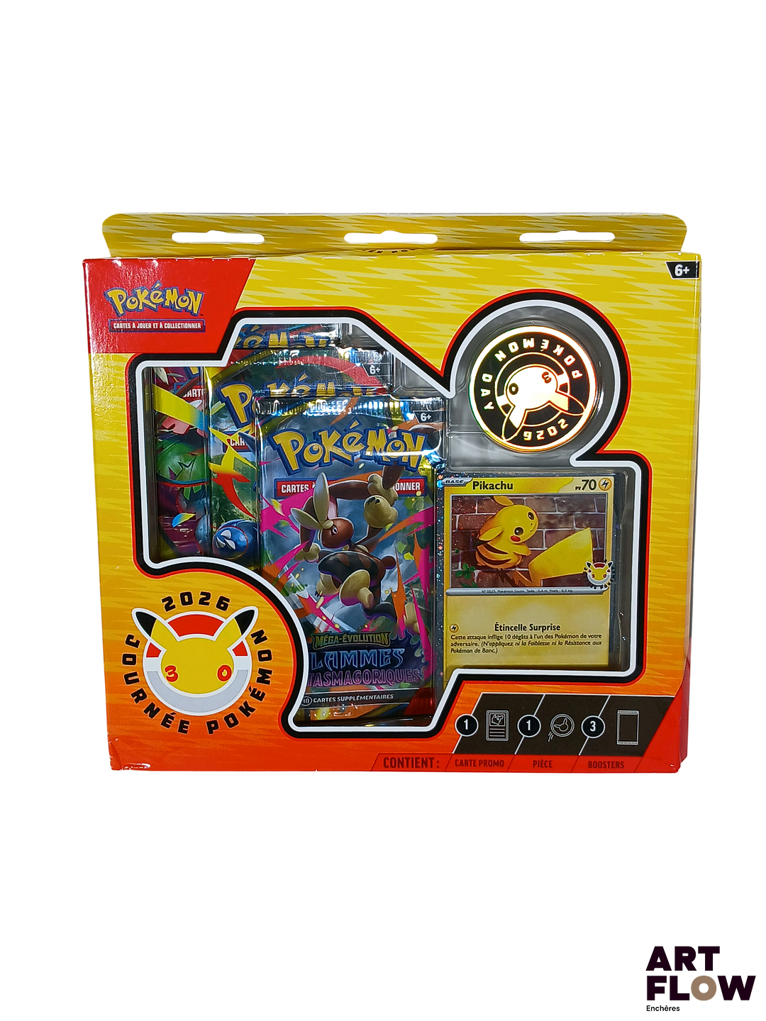 Coffret Collection journée Pokémon 2026 Pikachu "Pokémon Day", sorti à l'occasion du 30ème Anniversaire de la franchise Pokémon. Neuf scellé Coins endommagés (cf photos) En français
