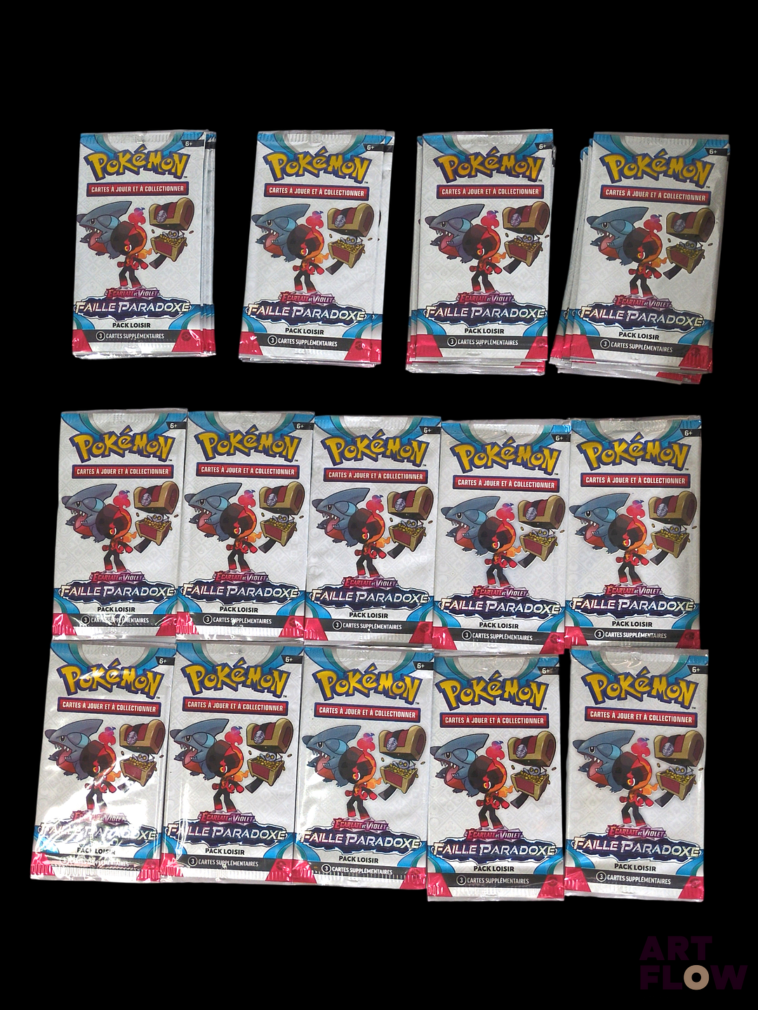 Ensemble de 50 boosters Pokémon pack loisir scellés Série du bloc écarlate et violet : faille paradoxe (EV4) En français Etat neuf